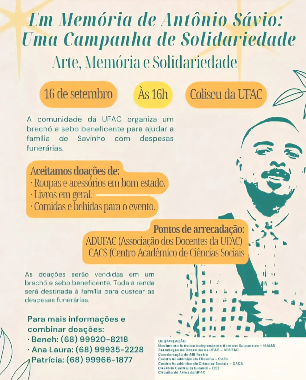 Luto na Ufac: evento cultural celebra memória de Sávio e Ramon, mortos este ano