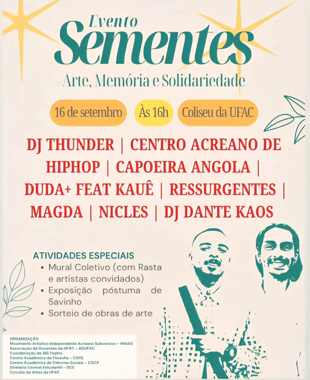 Luto na Ufac: evento cultural celebra memória de Sávio e Ramon, mortos este ano