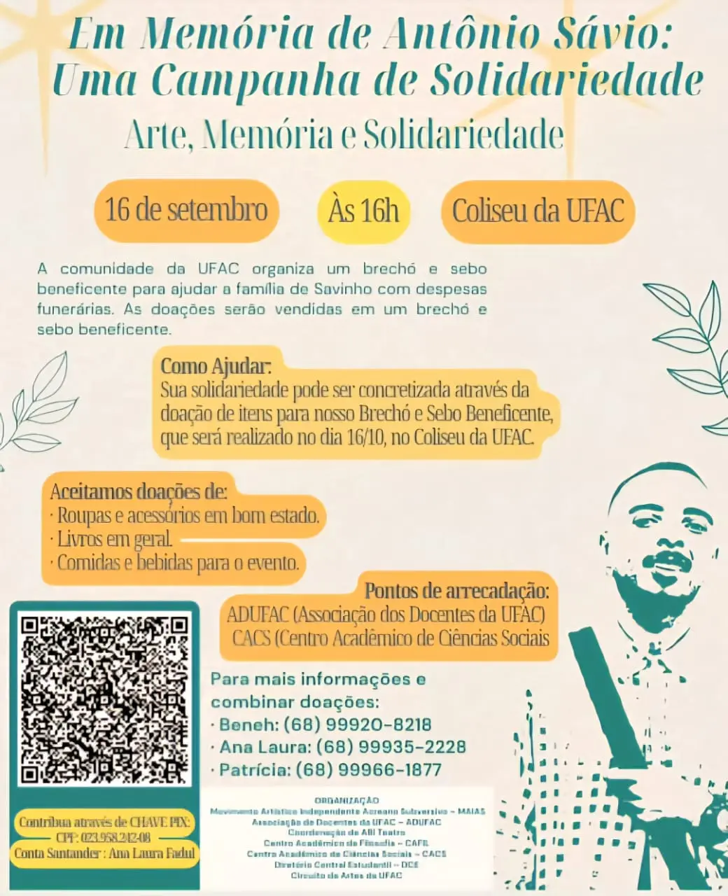 Luto na Ufac: evento cultural celebra memória de Sávio e Ramon, mortos este ano