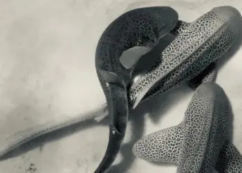 Acredita-se que o vídeo seja a primeira observação no mundo de tubarões-leopardo acasalando na natureza  • Hugo Lassauce/UniSC/Aquarium des Lagons via CNN Newsource