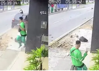 Agente de limpeza escapa de atropelamento em Aracaju (SE) — Foto: Arquivo pessoal