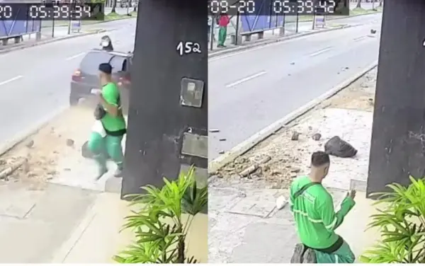 VÍDEO: agente de limpeza escapa de atropelamento