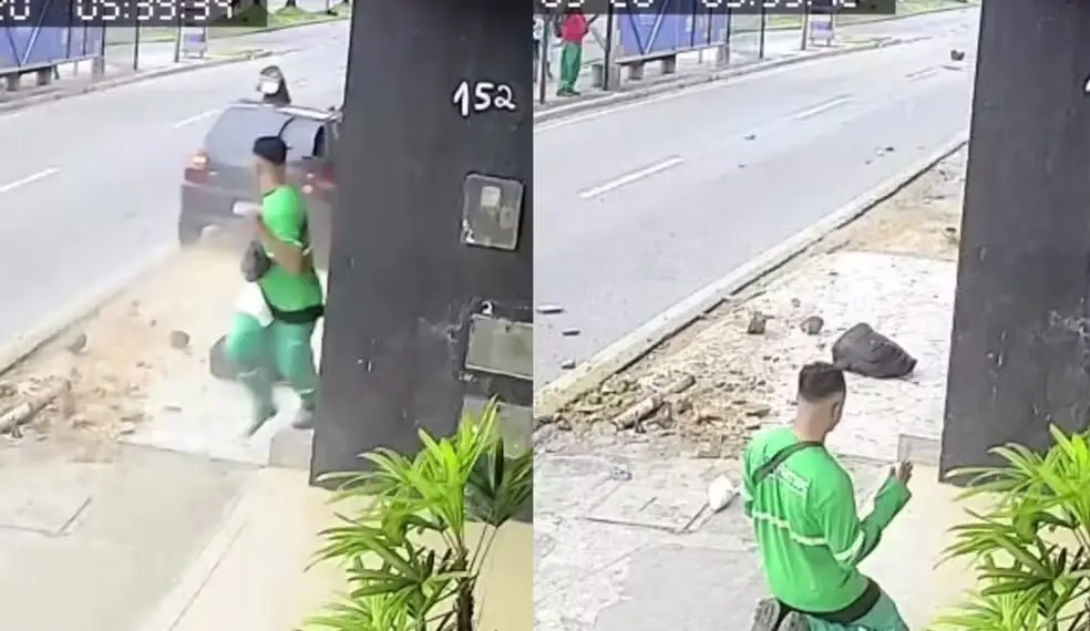 Agente de limpeza escapa de atropelamento em Aracaju (SE) — Foto: Arquivo pessoal