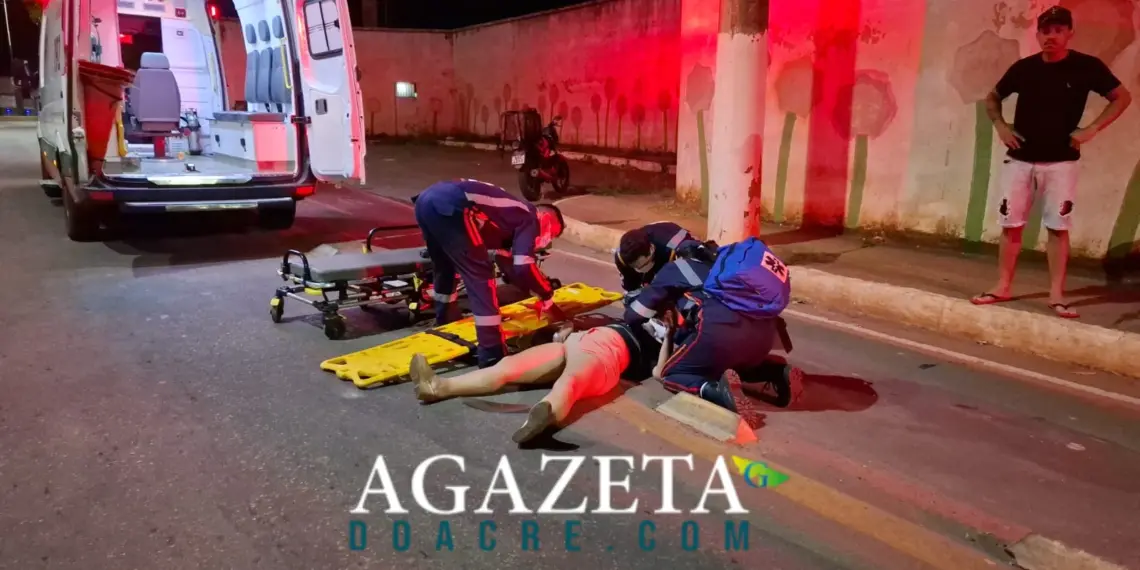 Casal cai de moto e fica ferido no bairro Floresta Sul, em Rio Branco