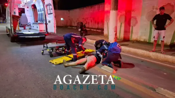 Casal cai de moto e fica ferido no bairro Floresta Sul, em Rio Branco