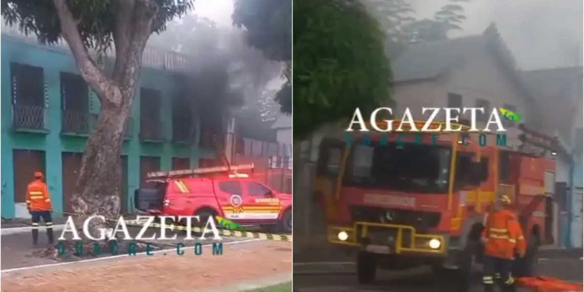 Incêndio atinge prédio antigo no Calçadão da Gameleira, em Rio Branco 1 Foto: Reprodução