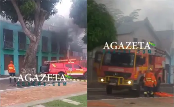 Incêndio atinge prédio antigo no Calçadão da Gameleira, em Rio Branco 1 Incêndio atinge prédio antigo no Calçadão da Gameleira, em Rio Branco