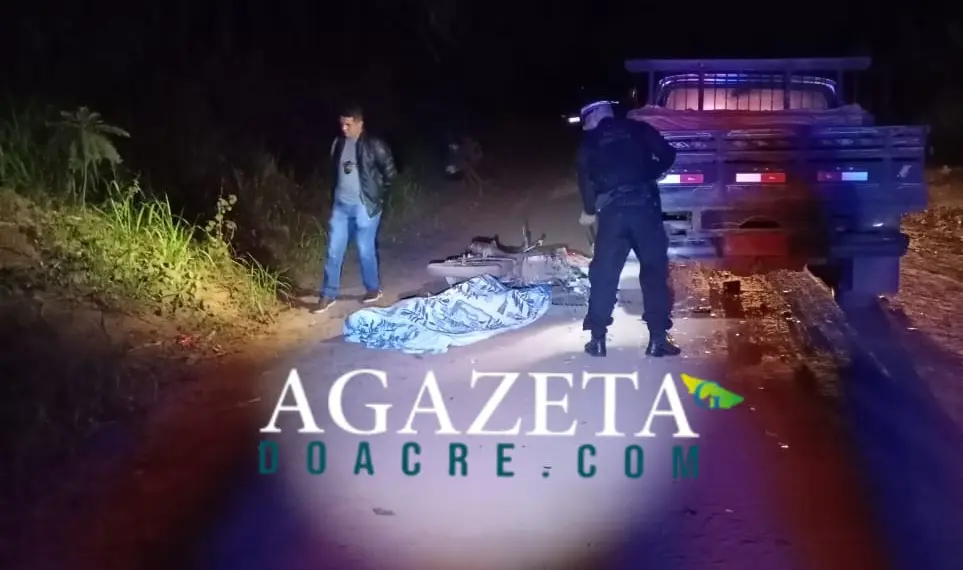 Tragédia: colisão entre motocicleta e caminhonete mata jovem em ramal de Porto Acre