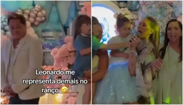 Leonardo vira meme em festa de Maria Flor: "Tá com ranço da Virginia" 1 Leonardo vira meme em festa de Maria Flor: "Tá com ranço da Virginia"