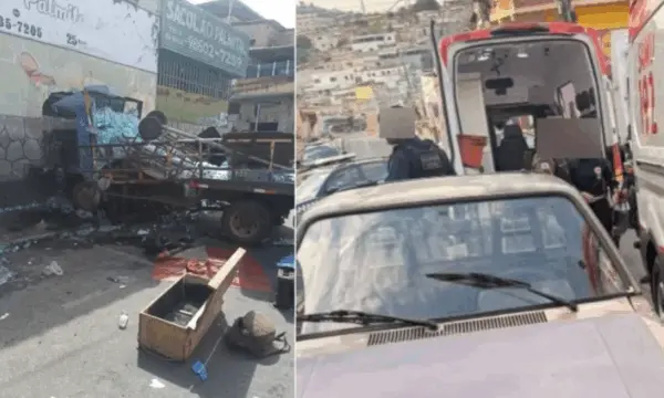 Homem sobrevive após caminhão perder freio e morre após ambulância bater 1 Homem sobrevive após caminhão perder freio e morre após ambulância bater