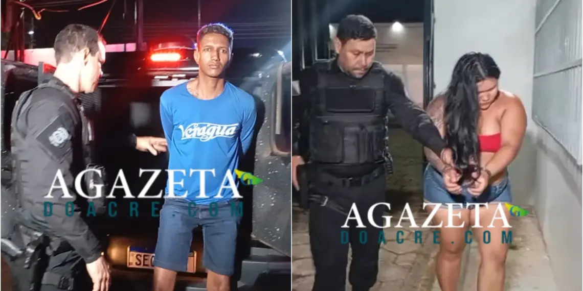 Casal com tornozeleira eletrônica é preso com arma e munições após perseguição e colisão em Rio Branco