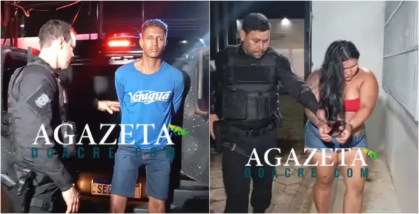Casal com tornozeleira eletrônica é preso com arma e munições após perseguição e colisão em Rio Branco