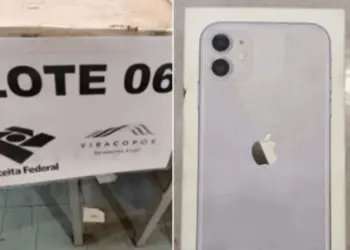 Um dos lotes mais baratos é 6, que é um Iphone 11. O lance mínino é R$ 300 - (crédito: Divulgação)