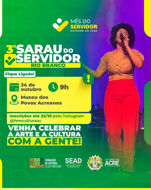 Inscrições para o Sarau do Servidor em Rio Branco seguem abertas 2 Inscrições para o Sarau do Servidor em Rio Branco seguem abertas