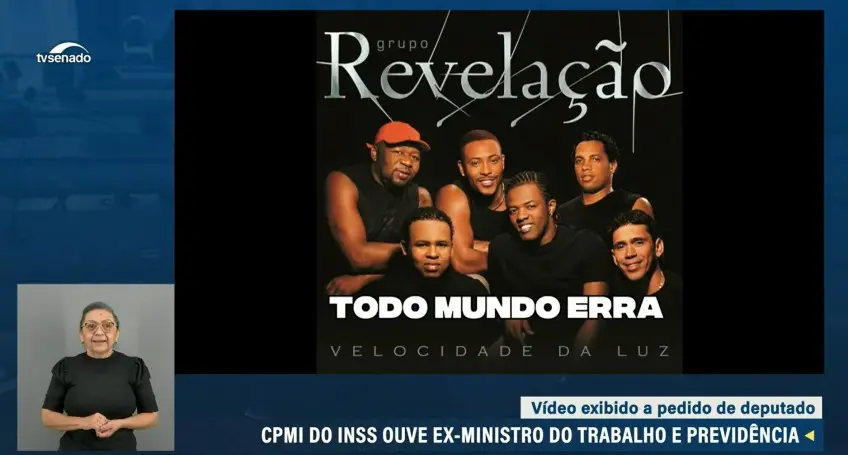Deputado toca música do Grupo Revelação em CPI do INSS: "Todo mundo erra" 1 • TV Senado/Reprodução