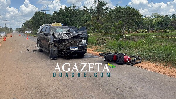 Motociclista morre após colisão com caminhonete na Rodovia AC-10, em Rio Branco