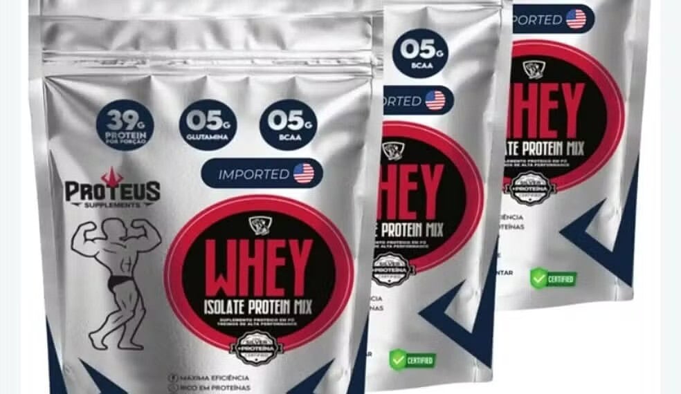 O whey protein em pó da marca Proteus/Whey Isolate Protein Mix — Foto: reprodução