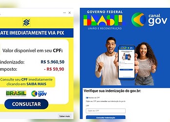 As propagandas prometiam uma indenização de quase R$ 6 mil por um suposto vazamento de dados.  • Reprodução