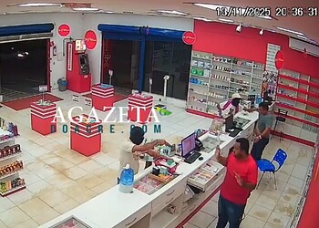 Câmeras registram ação criminosa em farmácia antes de perseguição que terminou com detenções em Rio Branco; ASSISTA