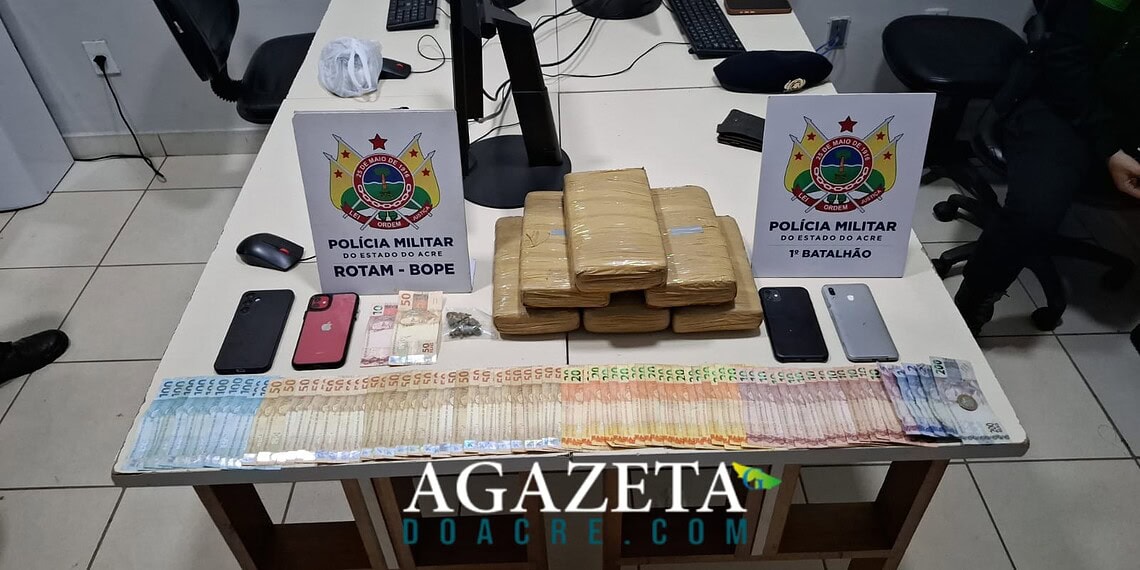 Três homens são presos com mala de maconha em bairro de Rio Branco 1 Três homens são presos com mala de maconha em bairro de Rio Branco