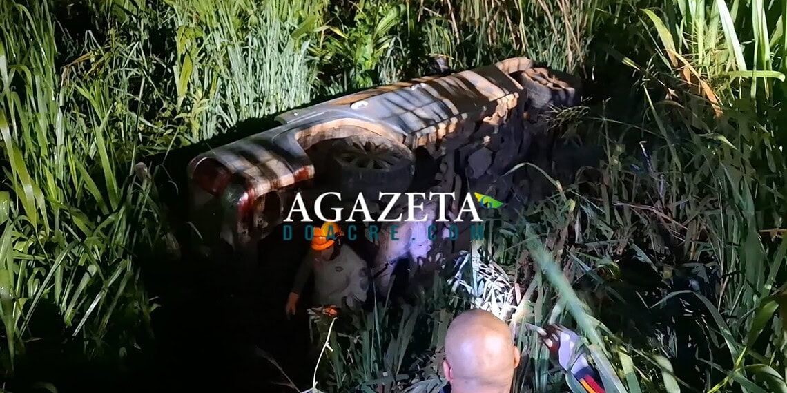 Motorista perde controle de caminhonete ao desviar de capivara e capota na AC-90, em Rio Branco 1 Motorista perde controle de caminhonete ao desviar de capivara e capota na AC-90, em Rio Branco