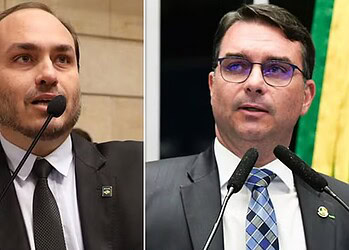 Carlos Bolsonaro e Flávio Bolsonaro, filhos do presidente Jair Bolsonaro — Foto: Câmara do Rio; Jefferson Rudy/Agência Senado