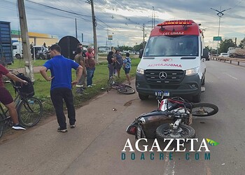 Idoso de 75 anos sofre traumatismo após colisão entre bicicleta e moto na BR-364, em Rio Branco