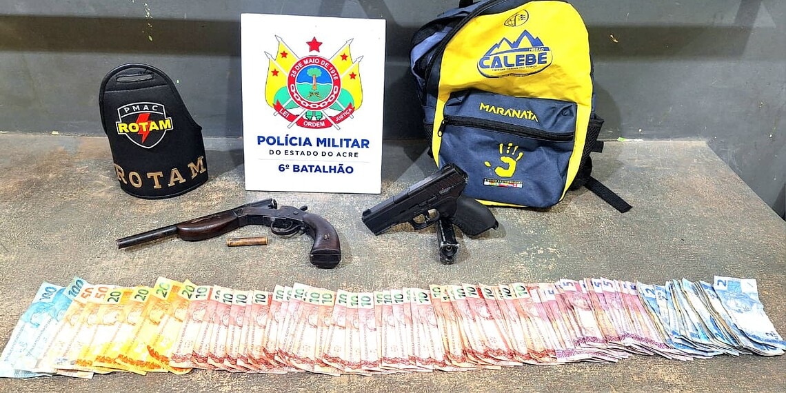 Dupla é presa pela PM após roubo em comércio no Acre 1 Foto: Assessoria