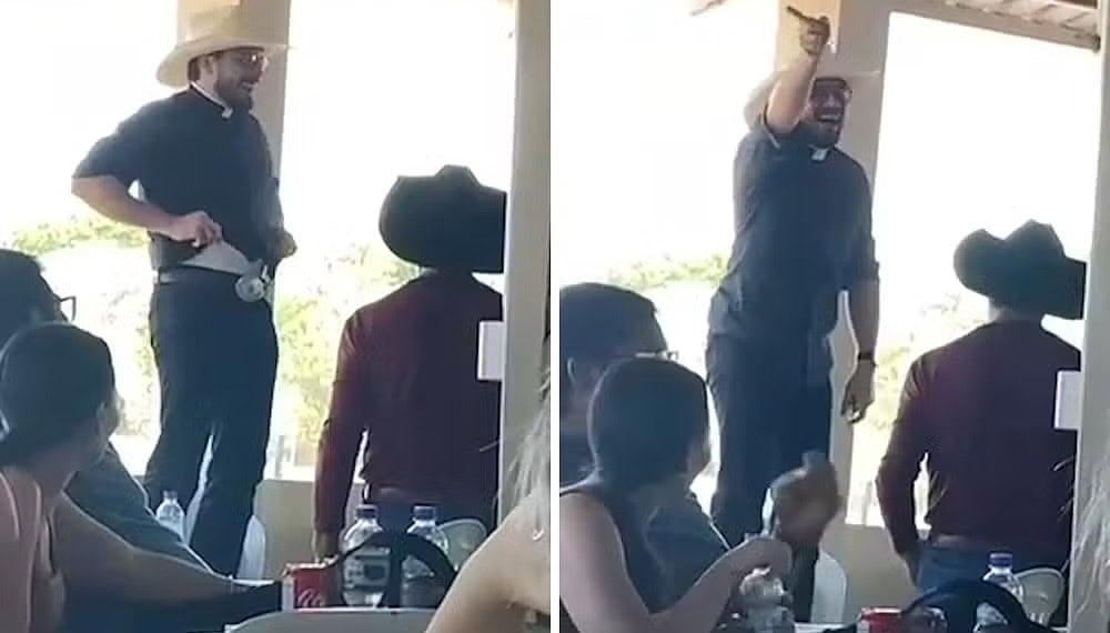 Padre explica “leilão” de cueca por R$ 3 mil 1 Padre durante leilão de cueca em festejo — Foto: Reprodução/Redes Sociais