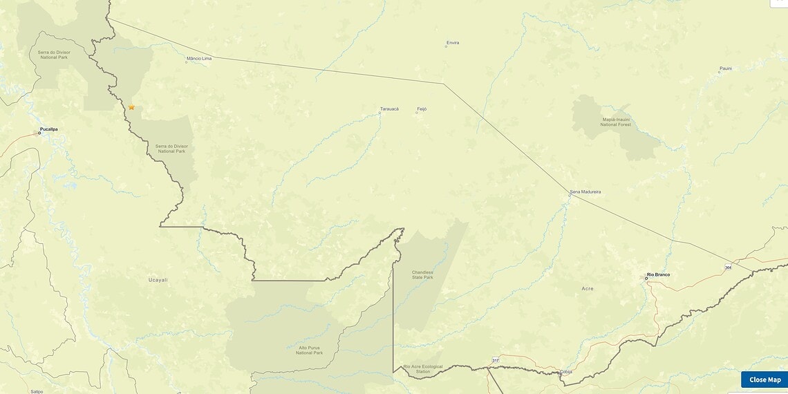 Terremoto de magnitude 4,6 é registrado em cidade no interior do Acre - Foto: Reprodução/USGS