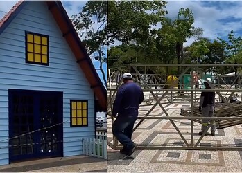 Praça da Revolução recebe retoques finais para o acender das luzes de Natal neste sábado; VÍDEO