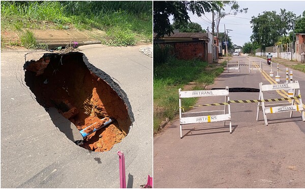 Erosão provoca interdição total de rua próxima ao Horto Florestal em Rio Branco