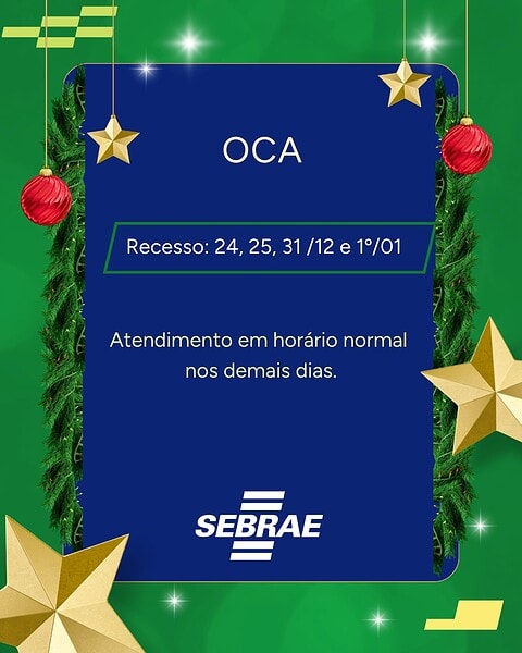Sebrae no Acre divulga horários de funcionamento para o fim de ano