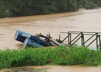 Parte do conjunto motor-bomba ficou submersa, resultando em perda total. Foto: Divulgação/Secom