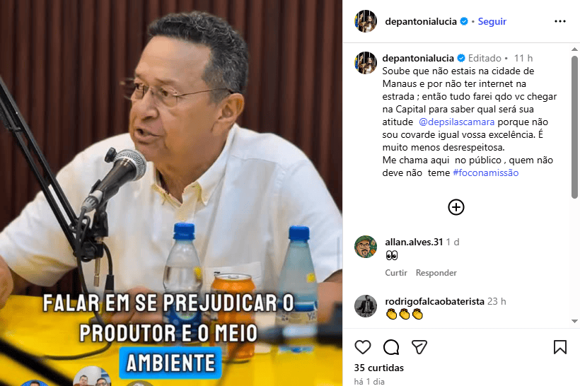 Deputada Antônia Lúcia volta a atacar o marido e o chama de covarde nas redes sociais