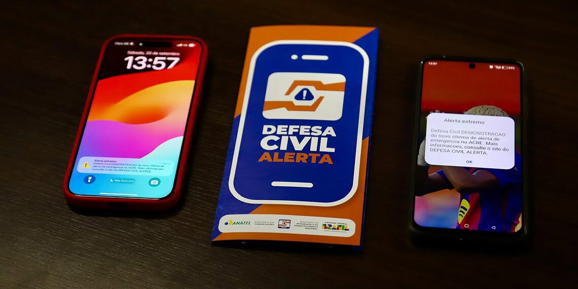 Simulado inédito mobiliza os 22 municípios do Acre e testa sistema de alerta por celular neste sábado 1 Durante o simulado, um alerta de desastre será emitido aos celulares nos 22 municípios. Foto: Alice Leão/Secom