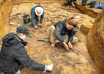 Arqueólogos descobrem evidência mais antiga de uso intencional do fogo por ancestrais humanos 3 Escavações no sítio arqueológico de Barnham, na Inglaterra. Pesquisadores encontraram restos de fogueira antiga no local — Foto: Rob Davis et al.