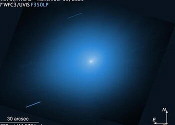 Recem descoberto, o 3I/ATLAS é o terceiro objeto originado fora do Sistema Solar já identificado passando por nossa vizinhança cósmica - (crédito: NASA/ESA)