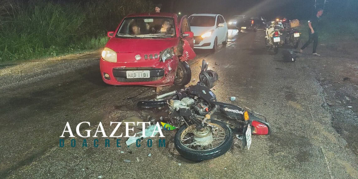 Motociclista de 18 anos fica gravemente ferido após colisão frontal na AC-10, em Rio Branco