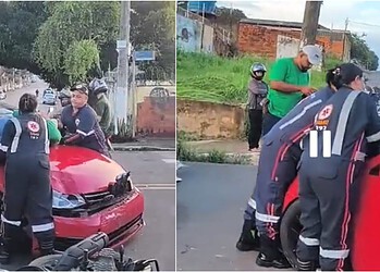 Motociclista vai parar em cima de capô de carro após colisão na Rua Minas Gerais, em Rio Branco; veja vídeo 2 Foto: Reprodução
