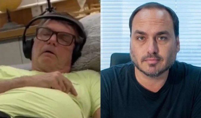 Carlos Bolsonaro divulga vídeo do pai com crise de soluço: "tragédia anunciada"; VÍDEO 1 Carlos compartilha vídeo de Bolsonaro com soluço enquanto dorme - (crédito: Reprodução/Redes sociais