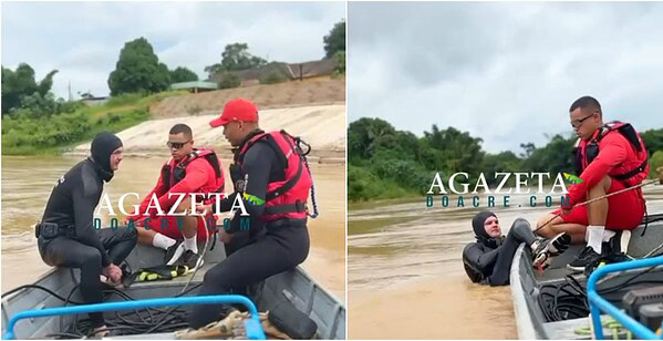 Homem desaparece após ser arrastado pela correnteza do Rio Acre; Bombeiros fazem buscas