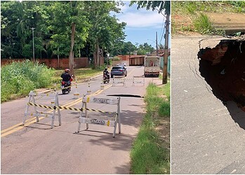 Trecho de rua perto do Horto Florestal é interditado após cratera se abrir em Rio Branco