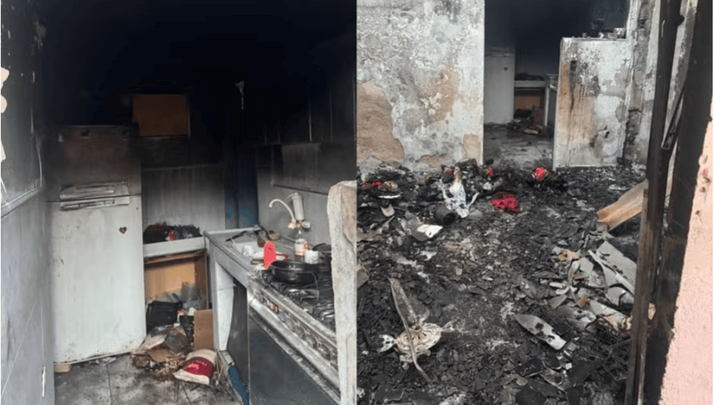 Tragédia: mãe e duas filhas morrem em incêndio; namorado diz que não teve culpa 1 Incêndio atingiu o interior do imóvel onde a família morava — Foto: Reprodução