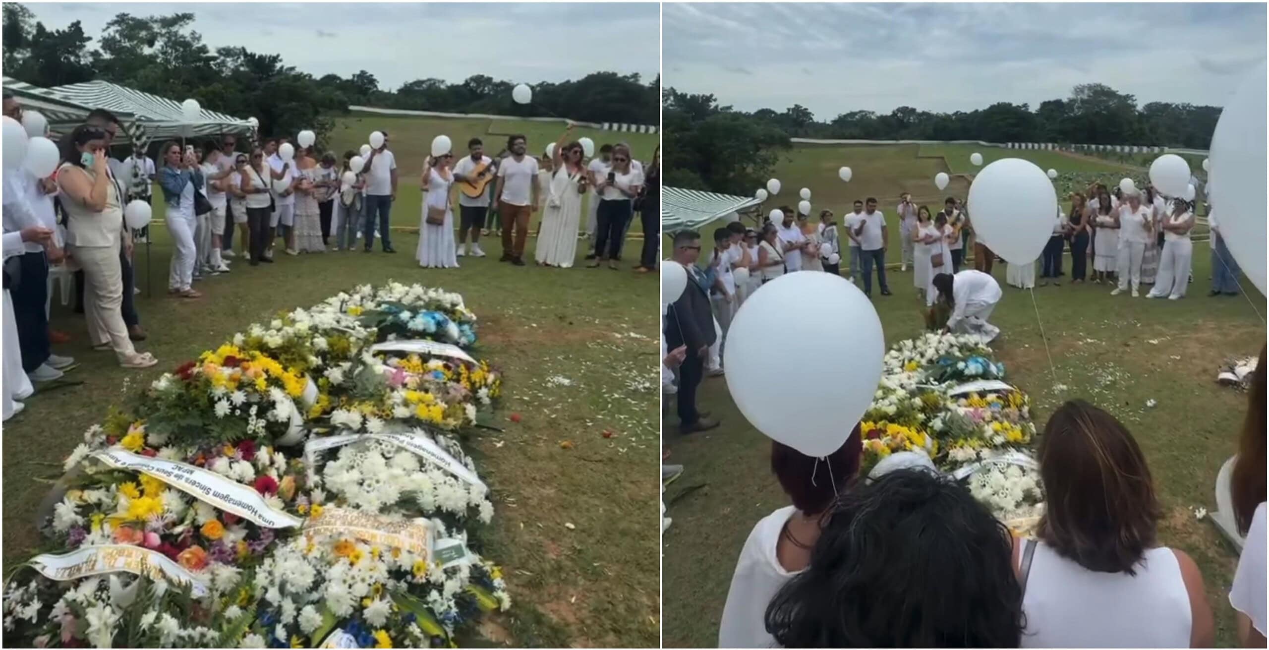 Vestidos de branco e com balões, familiares e amigos se despedem de Moisés Alencastro em Rio Branco; VÍDEO
