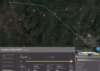 Avião cai com 15 pessoas a bordo na Colômbia; todos os ocupantes morreram 3 Foto: Reprodução/FlightRadar24