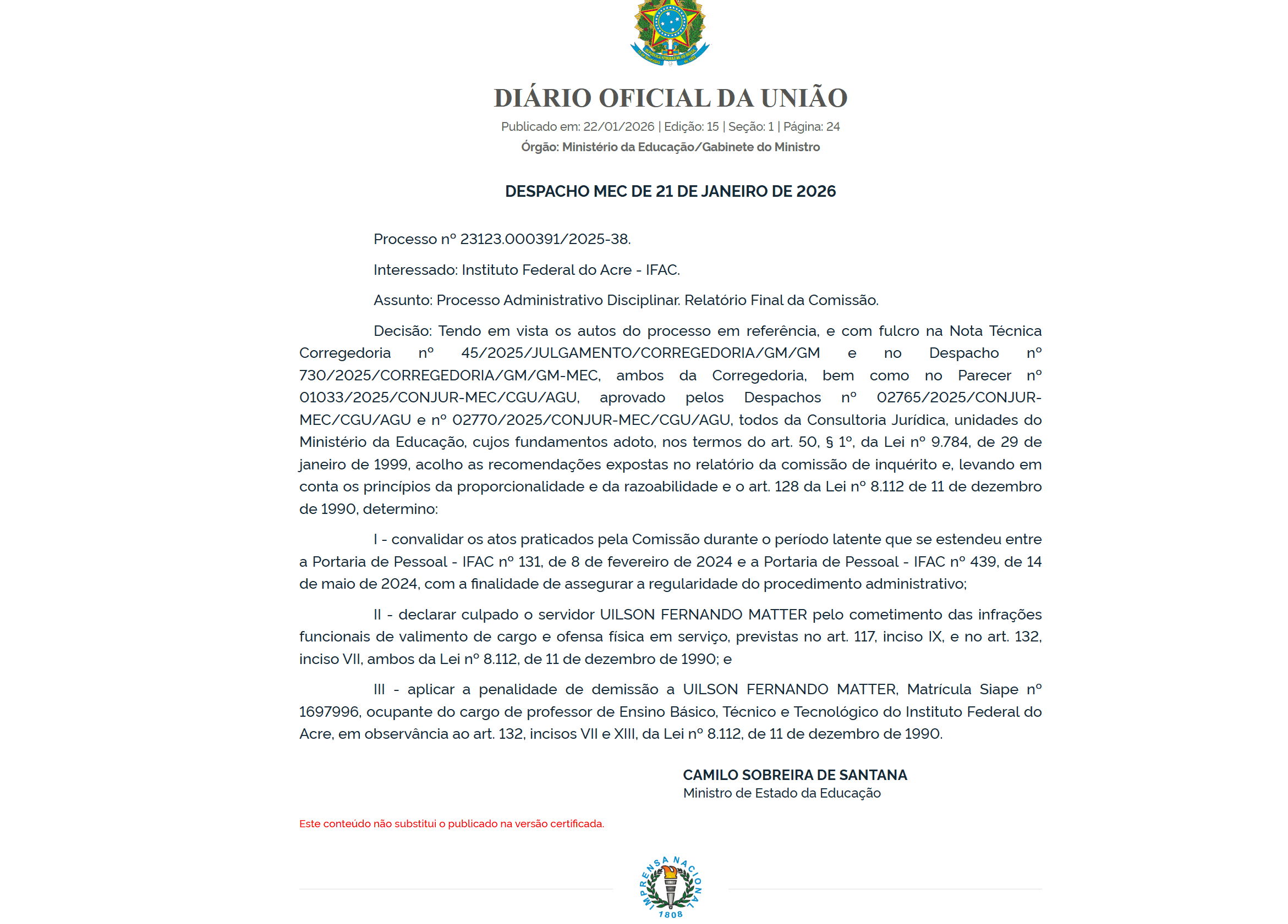 Professor acusado de amarrar e espancar aluno tem demissão confirmada pelo Ifac após decisão do MEC 2 Professor acusado de amarrar e espancar aluno tem demissão confirmada pelo Ifac após decisão do MEC