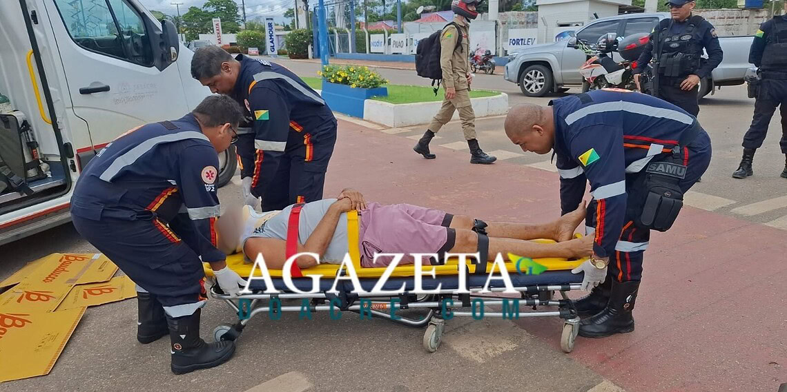 Ciclista invade preferencial em rotatória e é atropelado por veículo em Rio Branco