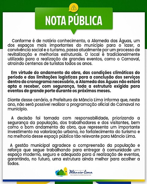 Prefeitura desiste de realizar Carnaval devido a obras no local onde evento aconteceria