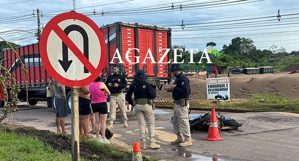 URGENTE: Motociclista de aplicativo morre após colisão com caminhão na BR-364, em Rio Branco
